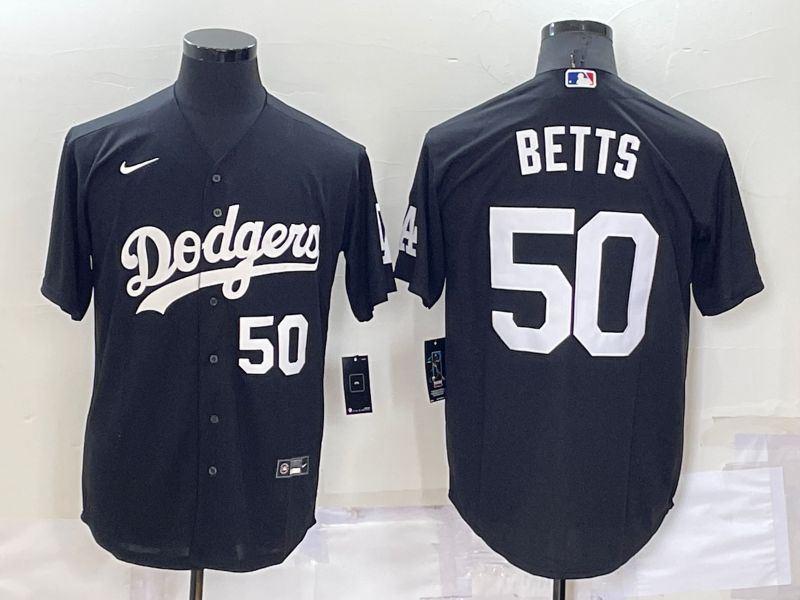 Men Los Angeles Dodgers #50 Betts Black Inversion Nike 2022 MLB Jerseys